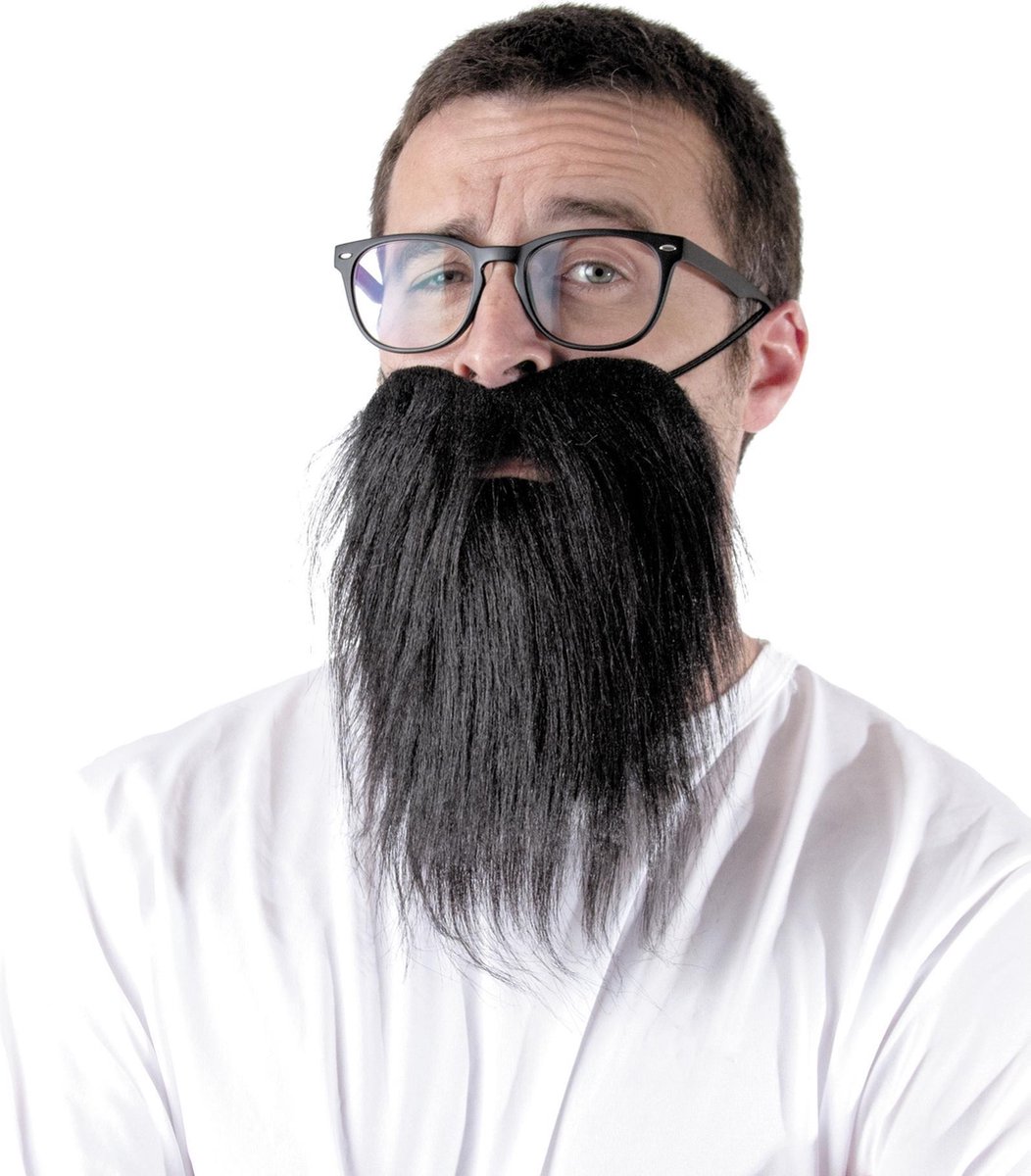 PARTYPRO - Zwarte hipster baard voor volwassenen - Accessoires > Snorren > Baarden